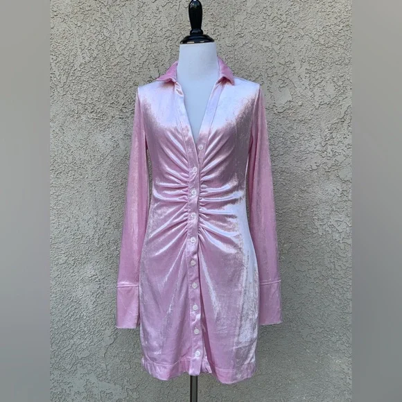 NWOT Free People Shayla Velvet Pink Mini Dress